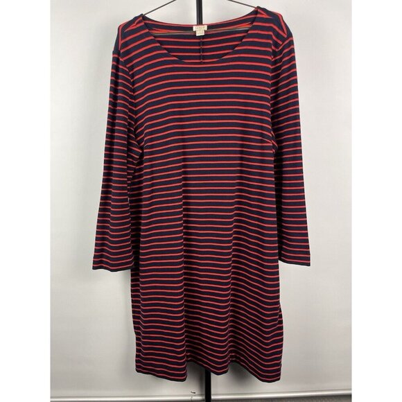J. Crew Factory Red Blue Stripe Maritime Nautical Long Sleeve Dress Size XL - Picture 1 of 6